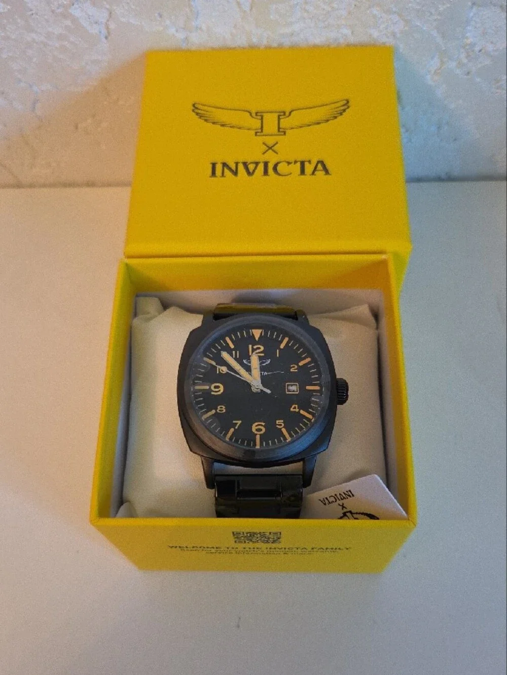 Invicta Black Men’s Stainless Steel Watch with Gold Accents
